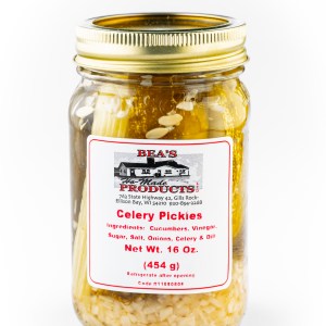 Pint jar of celery pickles