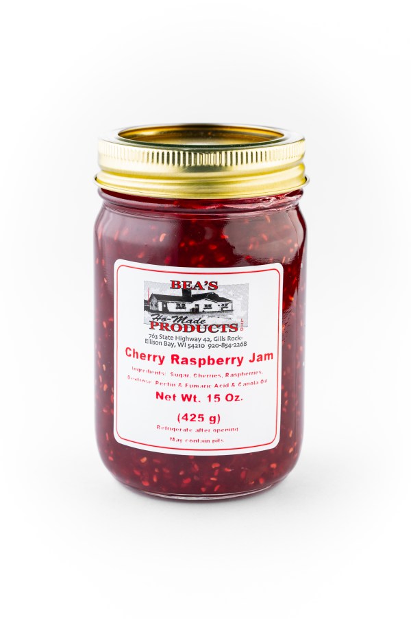 15 ounce jar of cherry raspberry jam