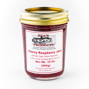 10 ounce jar of cherry raspberry jam