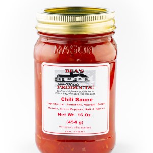Pint jar of chili sauce