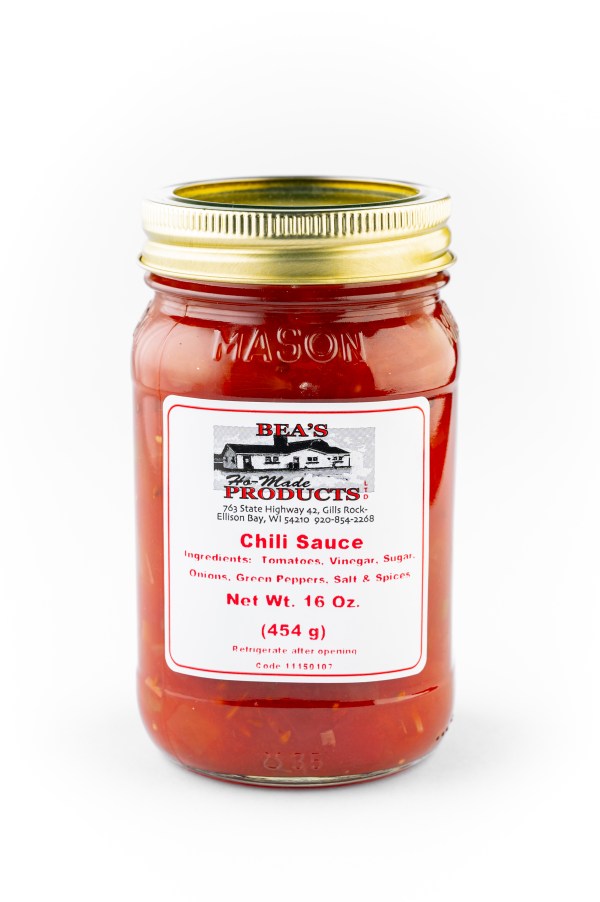 Pint jar of chili sauce