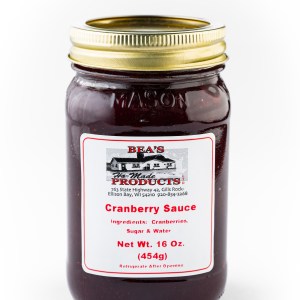 Pint jar of cranberry sauce