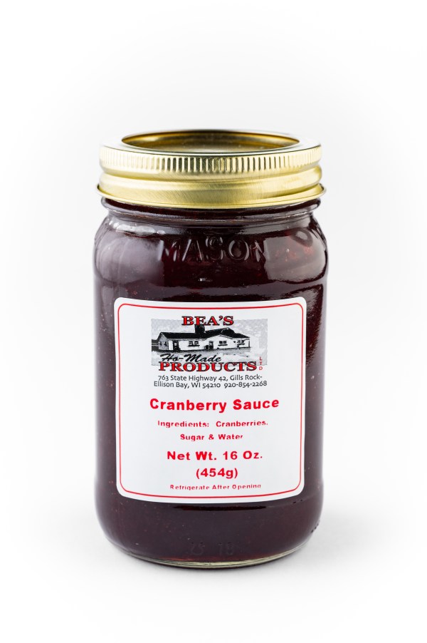 Pint jar of cranberry sauce