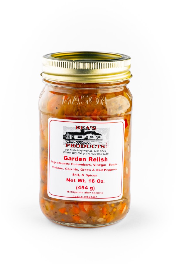 Pint jar of garden relish