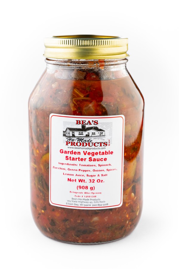 Quart jar of garden starter sauce
