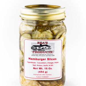 Pint jar of hamburger slice pickles