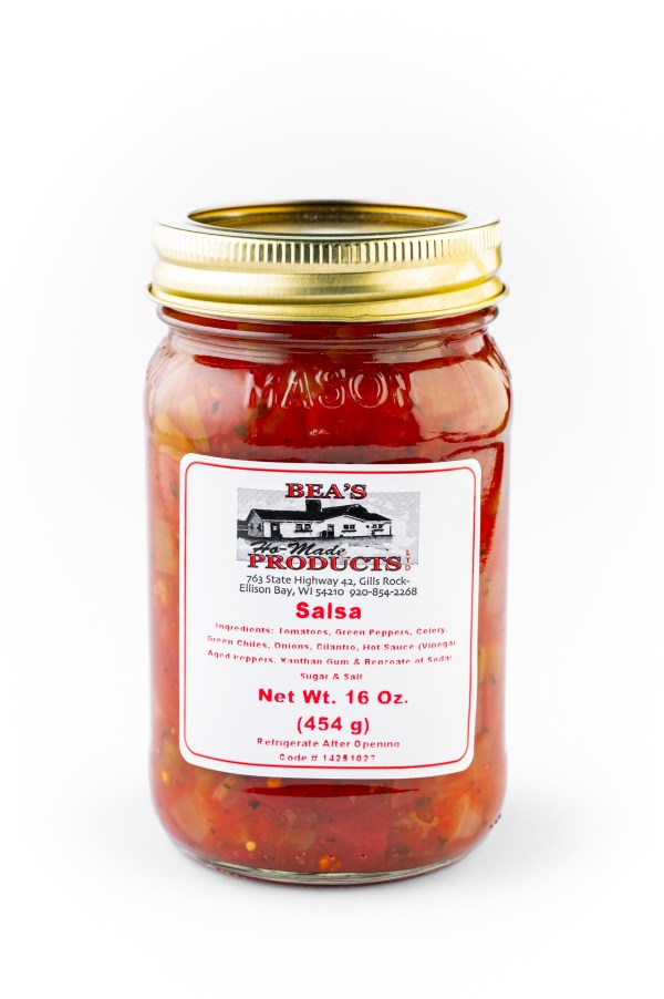Pint jar of salsa