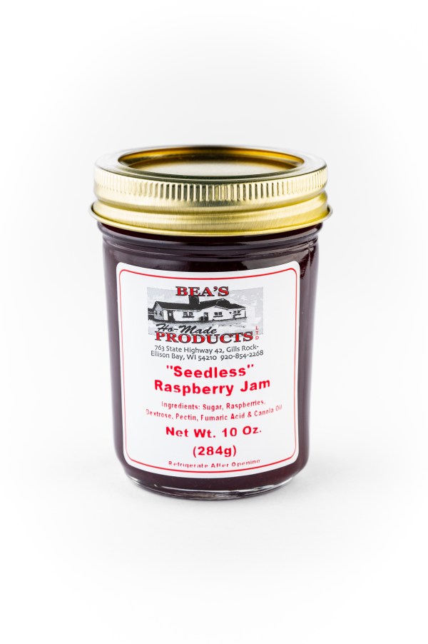 Seedless Raspberry Jam 10 ounce jar of seedless raspberry jam