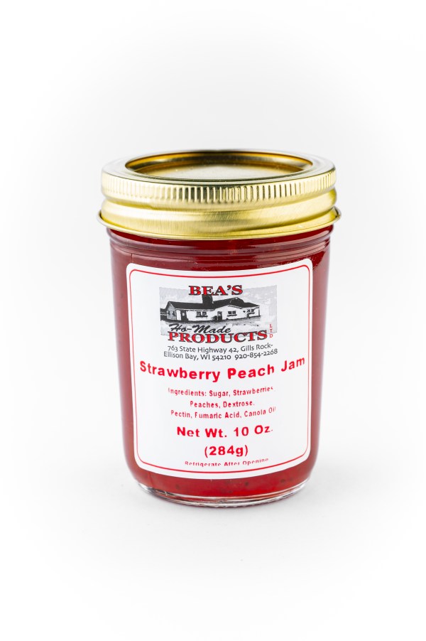 10 ounce jar of strawberry peach jam