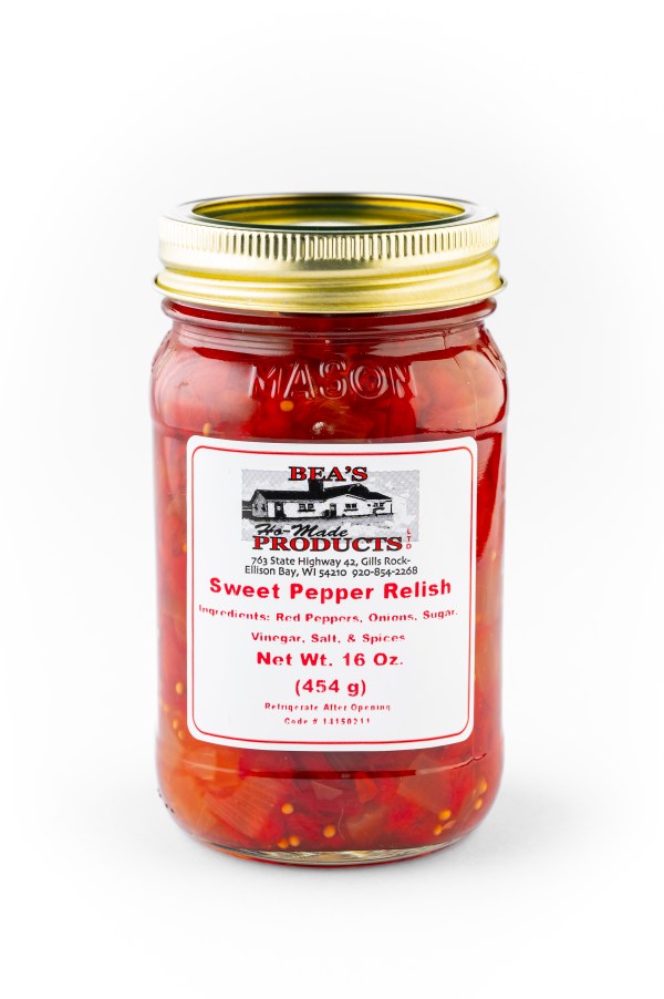 Pint jar of sweet pepper relish