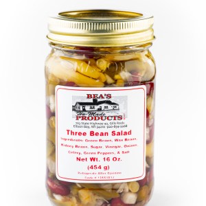 Pint jar of three bean salad